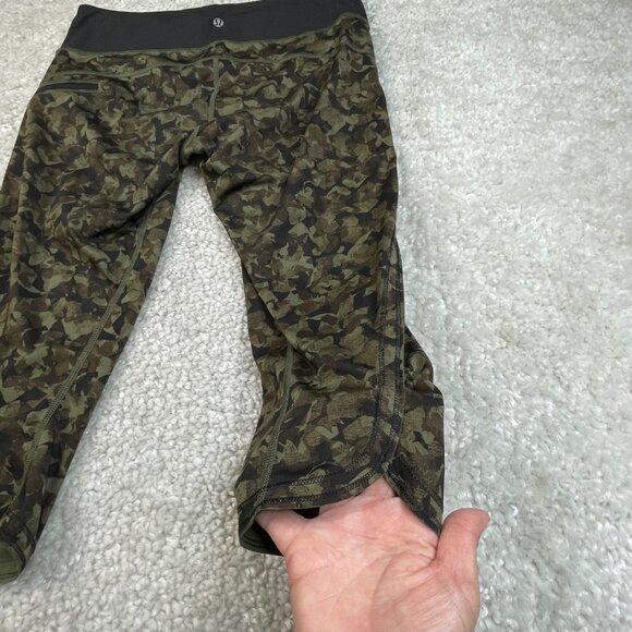 Lululemon Run Top Speed Crop Legging Green Camo Womens 8 - Picture 6 of 9